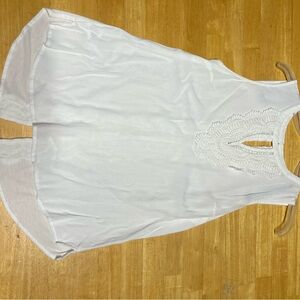 White Sleeveless Top with Lace Detail
